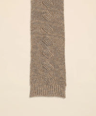 Alpaca-Cotton-Wool Blend Cable Knit Wrap Scarf