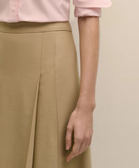 A-Line Wool-Blend Pleated Skirt