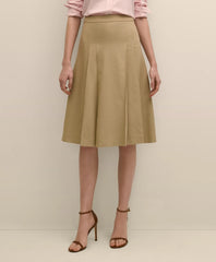A-Line Wool-Blend Pleated Skirt