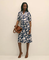 Belted Modal Shirt Dress in Abstract Floral Print