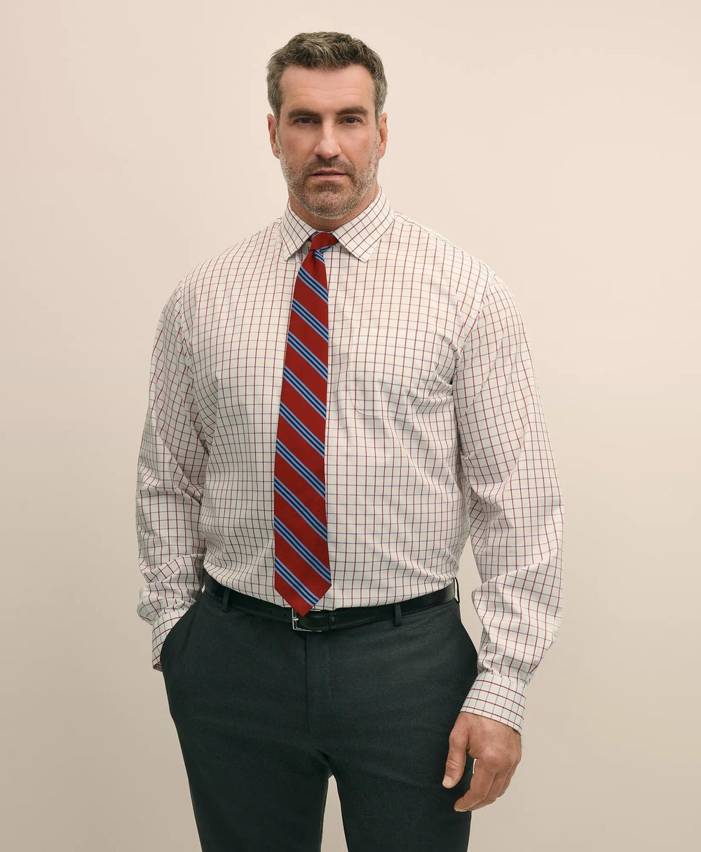 Windowpane Dress Shirt Big & Tall Stretch Cotton Broadcloth Non-Iron Ainsley Collar