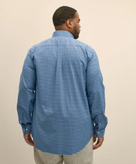 Gingham Shirt Big & Tall Stretch Cotton Non-Iron Oxford Polo Button Down Collar