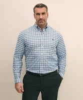 Big & Tall Stretch Cotton Non-Iron Oxford Polo Button Down Collar Outline Check Shirt