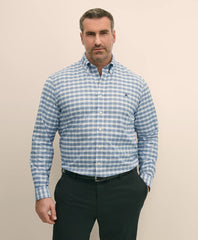 Big & Tall Stretch Cotton Non-Iron Oxford Polo Button Down Collar Outline Check Shirt