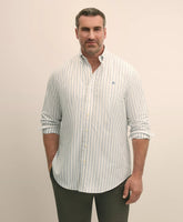 Outline Stripe Shirt Big & Tall Stretch Cotton Non-Iron Oxford Polo Button Down Collar