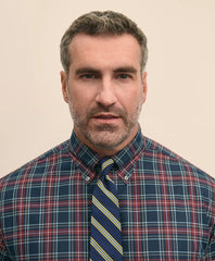 Tartan Shirt Big & Tall Stretch Cotton Non-Iron Twill Polo Button Down Collar