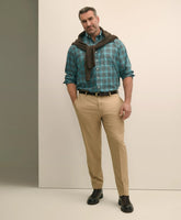 Big & Tall Stretch Cotton Non-Iron Twill Polo Button Down Collar Tartan Shirt