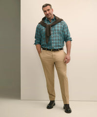 Big & Tall Stretch Cotton Non-Iron Twill Polo Button Down Collar Tartan Shirt