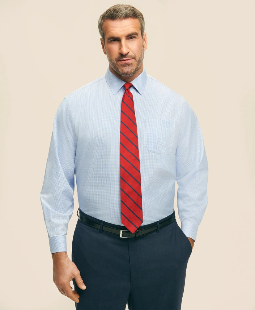 Big & Tall Stretch Supima® Cotton Non-Iron Pinpoint Oxford Ainsley Collar Gingham Dress Shirt