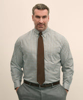 Big & Tall Stretch Supima® Cotton Non-Iron Twill Polo Button Down Check Sport Shirt