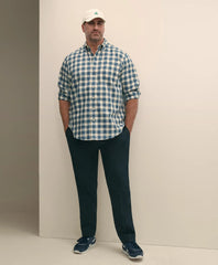 Big & Tall Stretch Supima® Cotton Non-Iron Twill Polo Button Down Plaid Sport Shirt