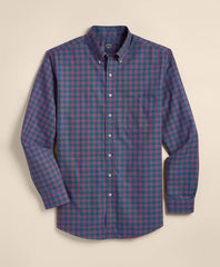 Windowpane Sport Shirt Big & Tall Stretch Supima® Cotton Non-Iron Twill Polo Button Down
