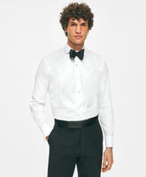 Black Fleece Pique Bib Londoner Collar Tuxedo Shirt in Sea Island Cotton