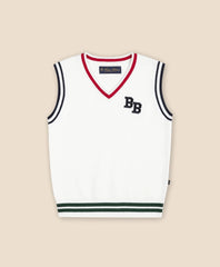 Boys Cotton Jacquard Varsity Sweater Vest