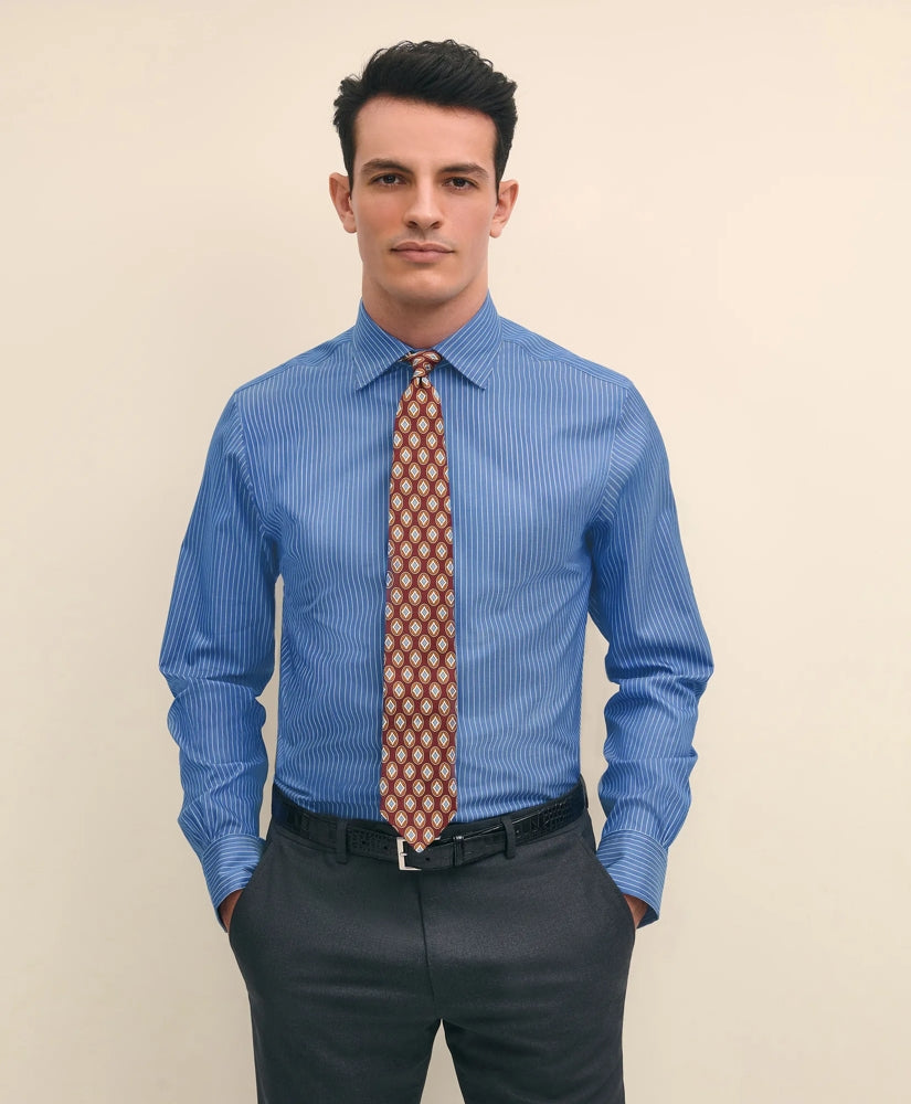 Brooks Brothers x Thomas Mason® Cotton Poplin Ainsley Collar Striped Dress Shirt