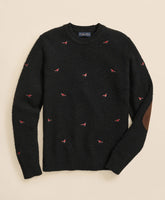 Brushed Wool Pheasant-Embroidered Sweater