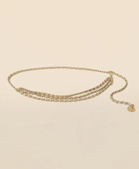 B-Low the Belt Gold-Tone Chain & Leather Waist Belt
