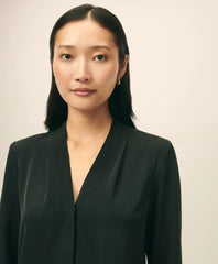 Concealed-Placket Blouse in Crepe