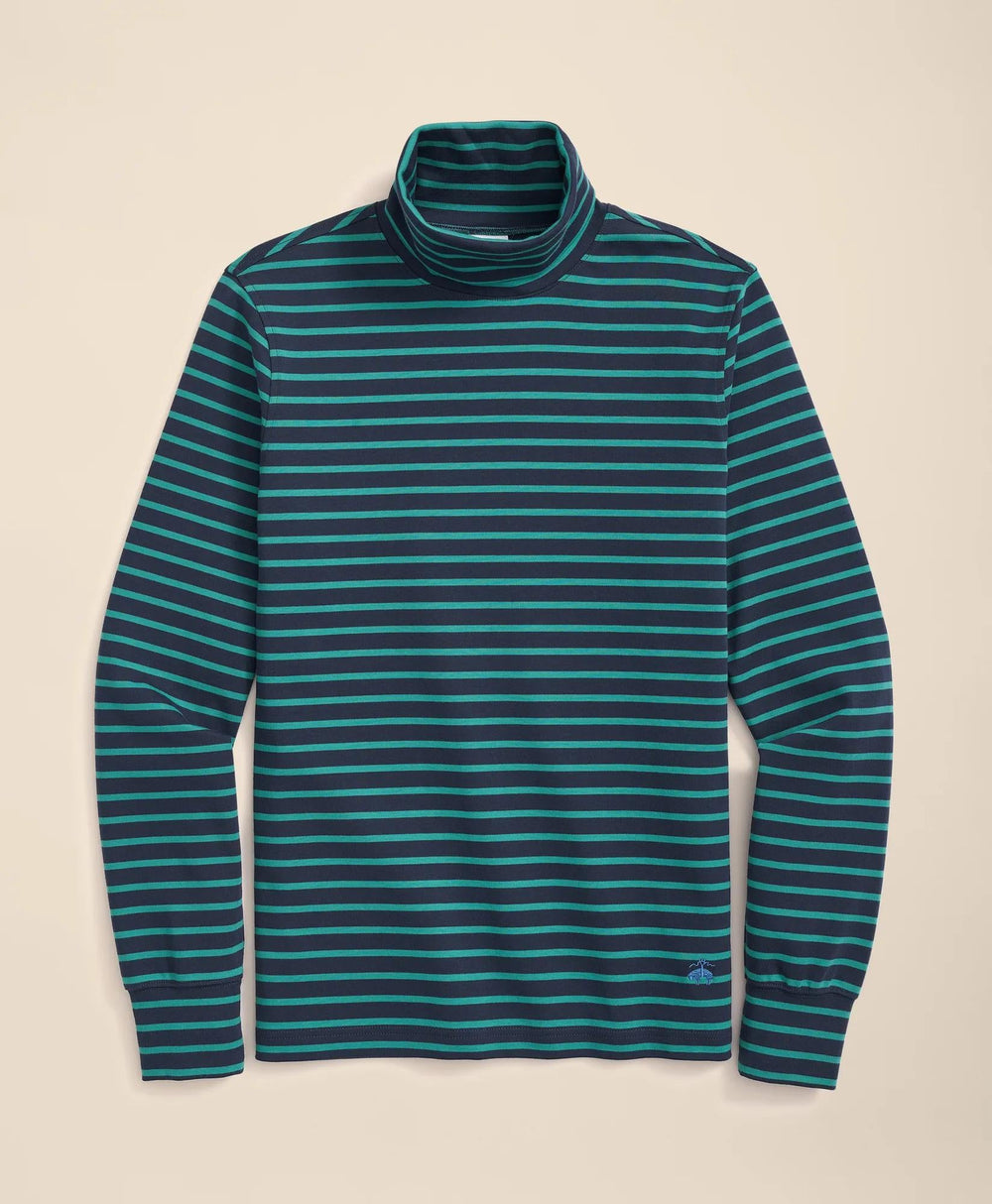 Cotton Blend Striped Turtleneck