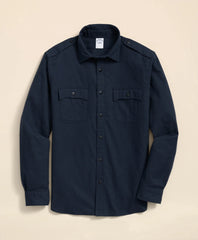 Cotton-Cashmere Flannel Military Sport Shirt