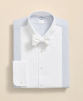 10-Pleat Contrast-Stripe Tuxedo Shirt Cotton Oxford Polo Button-Down Collar
