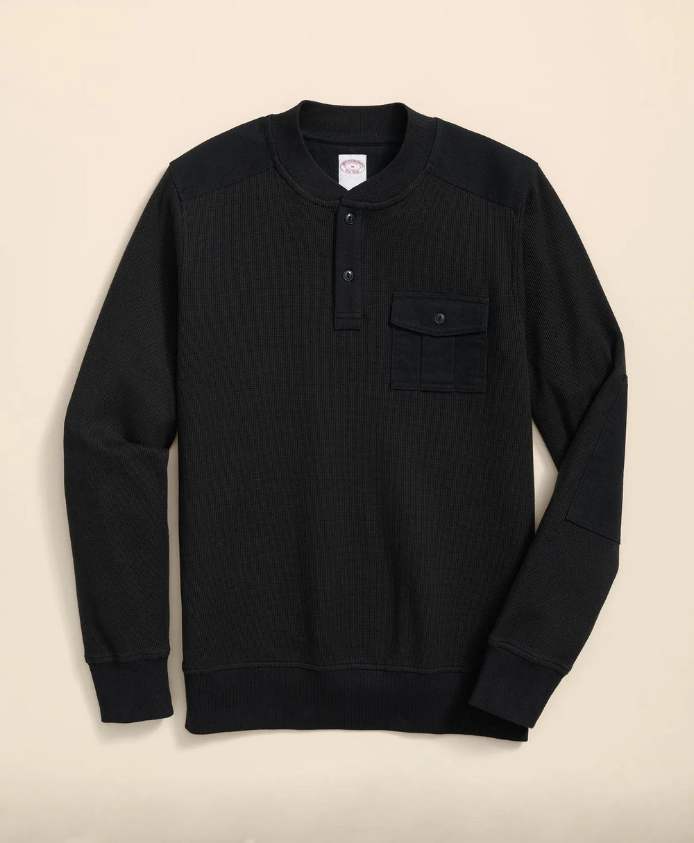 Cotton-Wool Blend Waffle Knit Henley