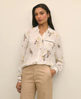 Crepe Tipped Soft Blouse in Bird Print
