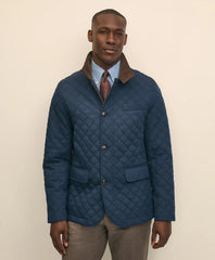 Diamond-Quilted Blazer in Cotton Blend