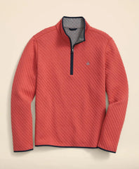Diamond-Quilted Quarter-Zip in Cotton Blend