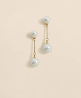 Faux-Pearl-Drop Fine-Chain Earrings