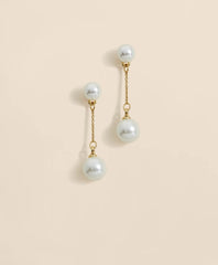 Faux-Pearl-Drop Fine-Chain Earrings