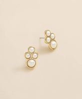 Faux-Pearl Gold-Plated Cluster Earrings