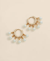 Gold-Toned Hoop Earrings with Drop Faux Pearls