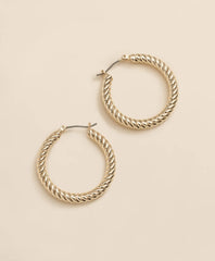Gold-Plated Twisted Hoop Earrings