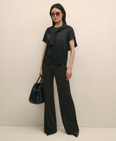 Elastic Back Matte Jersey Pants High-Waisted