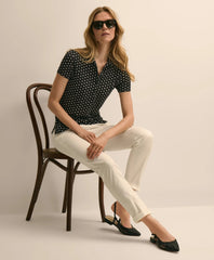 Jersey Dot-Print Polo Shirt