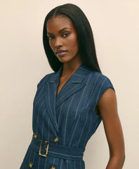 Lyocell-Blend Pinstripe Trench Dress