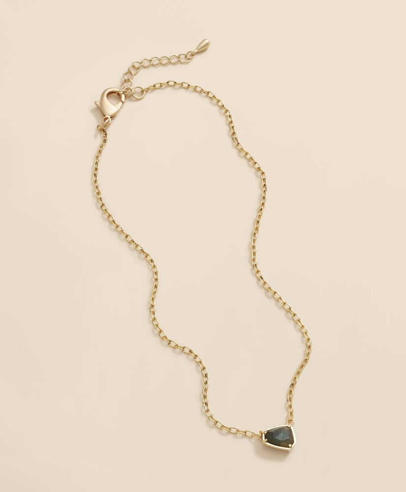 Loni Paul Asymmetrical Labradorite Bar Necklace in 14K Plated Gold