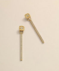 Loni Paul Crystal Bar Earrings in 14K Plated Gold