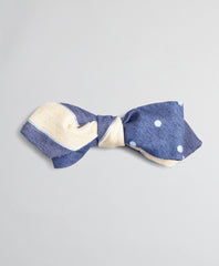 Textured Stripe and Dot Pointed End Bow Tie