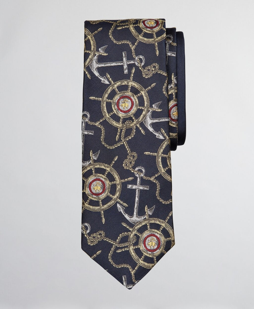 Limited Edition Archival Collection Nautical Motif Silk Tie