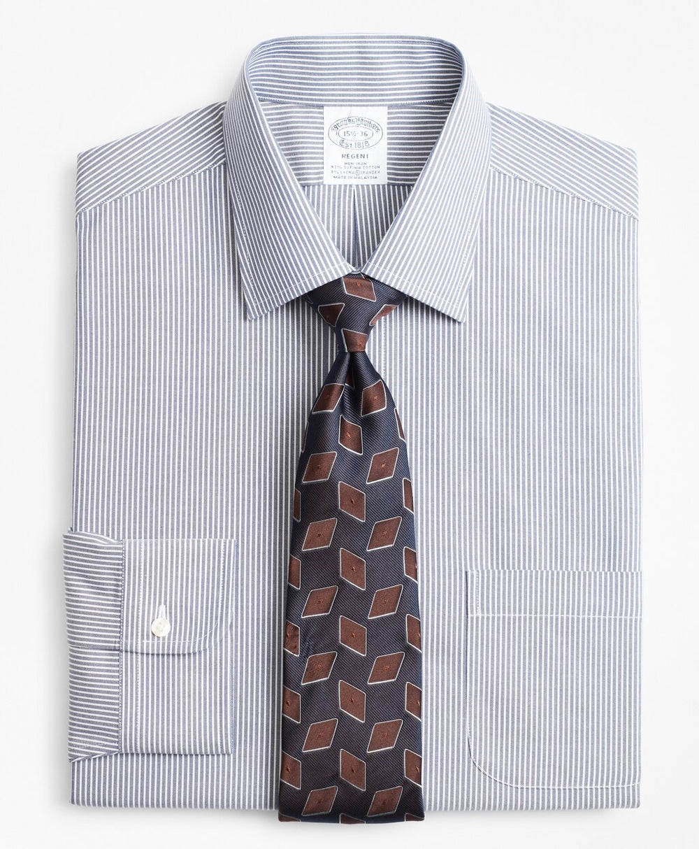 Stretch Regent Fitted Dress Shirt, Non-Iron Narrow Ground Stripe