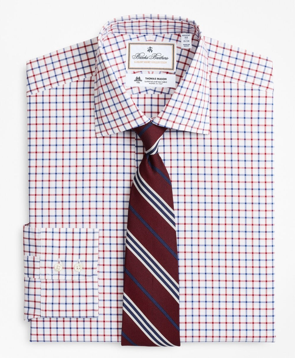 Luxury Collection Regent Fitted Dress Shirt, Franklin Spread Collar Bold Windowpane