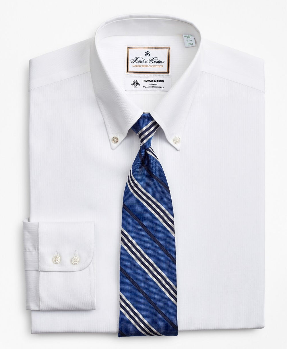 Luxury Collection Milano Slim-Fit Dress Shirt, Button-Down Collar Self-Stripe