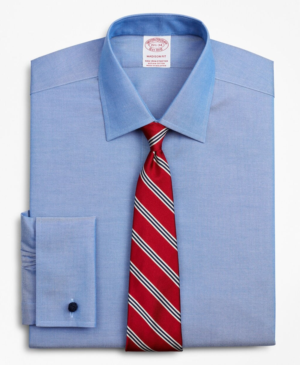 Stretch Madison Classic-Fit Dress Shirt, Non-Iron Pinpoint Ainsley Collar French Cuff