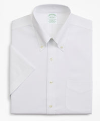 Stretch Milano Slim-Fit Dress Shirt, Non-Iron Pinpoint Short-Sleeve