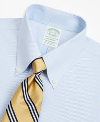 Stretch Milano Slim-Fit Dress Shirt, Non-Iron Poplin Button-Down Collar Fine Stripe