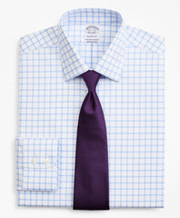 Stretch Regent Fitted Dress Shirt, Non-Iron Twill Ainsley Collar Grid Check