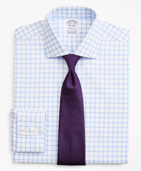 Stretch Regent Fitted Dress Shirt, Non-Iron Twill English Collar Grid Check