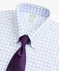 Stretch Milano Slim-Fit Dress Shirt, Non-Iron Twill Button-Down Collar Grid Check
